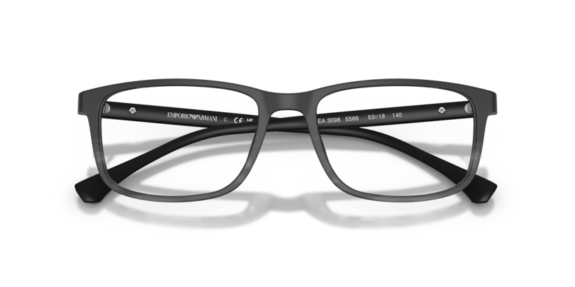 0EA3098 - Emporio Armani - Black - (Matte Black & Striped Grey 5566) - 53 - 18 - 140 MM - Ardor Eyewear 8053672864601