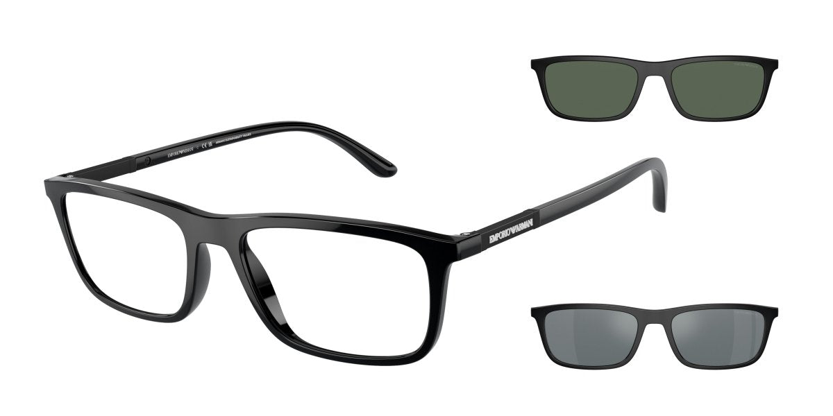 0EA4160 - Emporio Armani - (Shiny Black) Clear - 55 - 18 - 145 MM - Ardor Eyewear 8056597981057