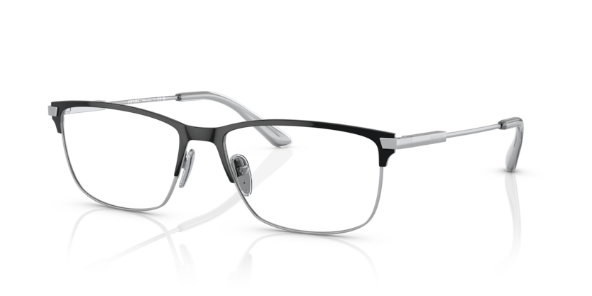 Black/Silver - 0PR 55ZV 8056597747011 Prada Eyeglasses Man Rectangle