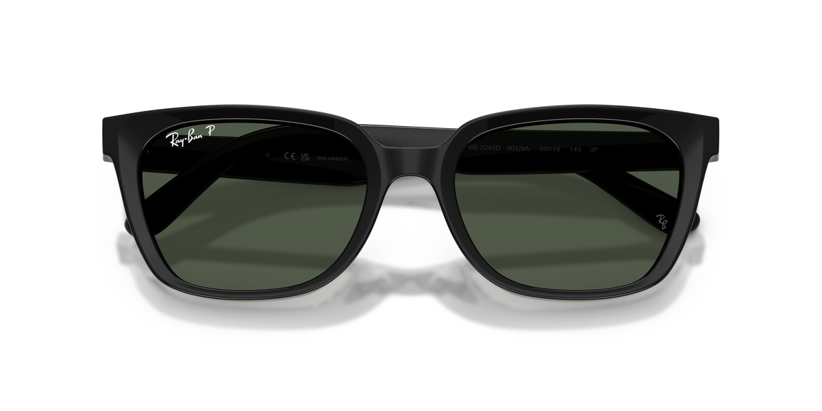 0RB2243D Black / Polarized Dark Green (901/9A) close front view image 6 barcode 8056266002281