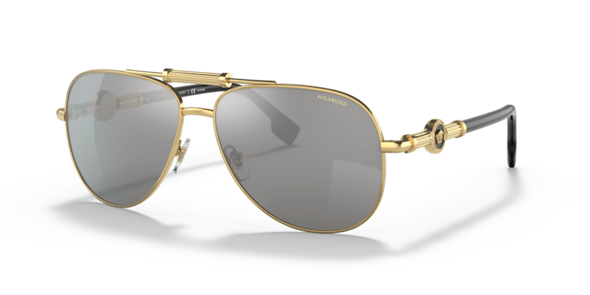 0VE2236 - Versace - (Gold) Polarized Grey Mirror Silver Polarized - 59 - 14 - 140 MM - Ardor Eyewear 8056597555463