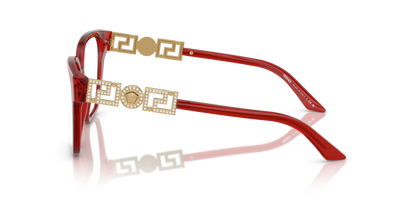 Transparent Red - 0VE3358B 8056262018880 Versace Eyeglasses Woman Irregular
