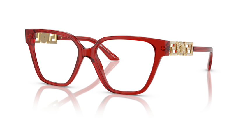 Transparent Red - 0VE3358B 8056262018880 Versace Eyeglasses Woman Irregular