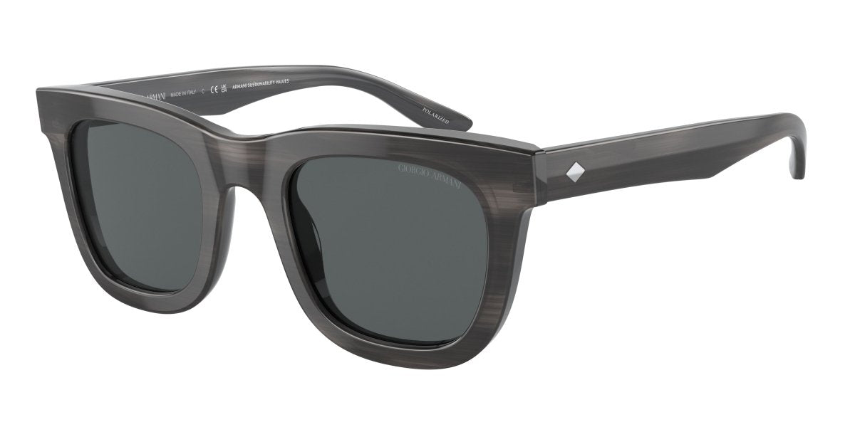 0AR8171 - Giorgio Armani - (Striped Grey) Polarized Dark Grey - 49 - 23 - 145 MM - Ardor Eyewear 8056597733410