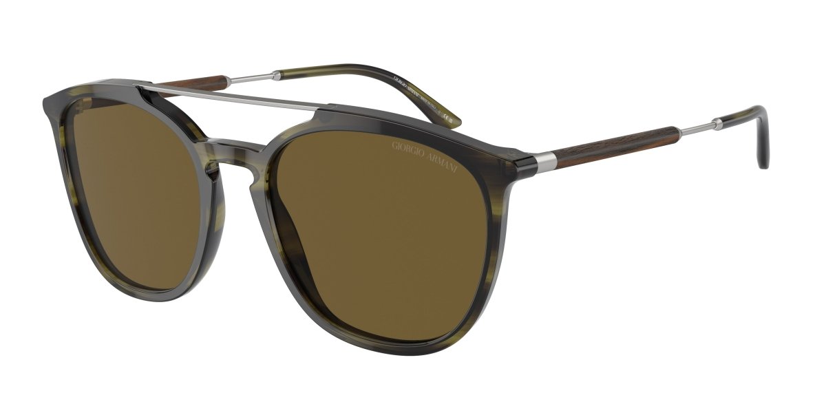 0AR8198 - Giorgio Armani - (Striped Green) Dark Brown - 54 - 19 - 145 MM - Ardor Eyewear 8056597945349