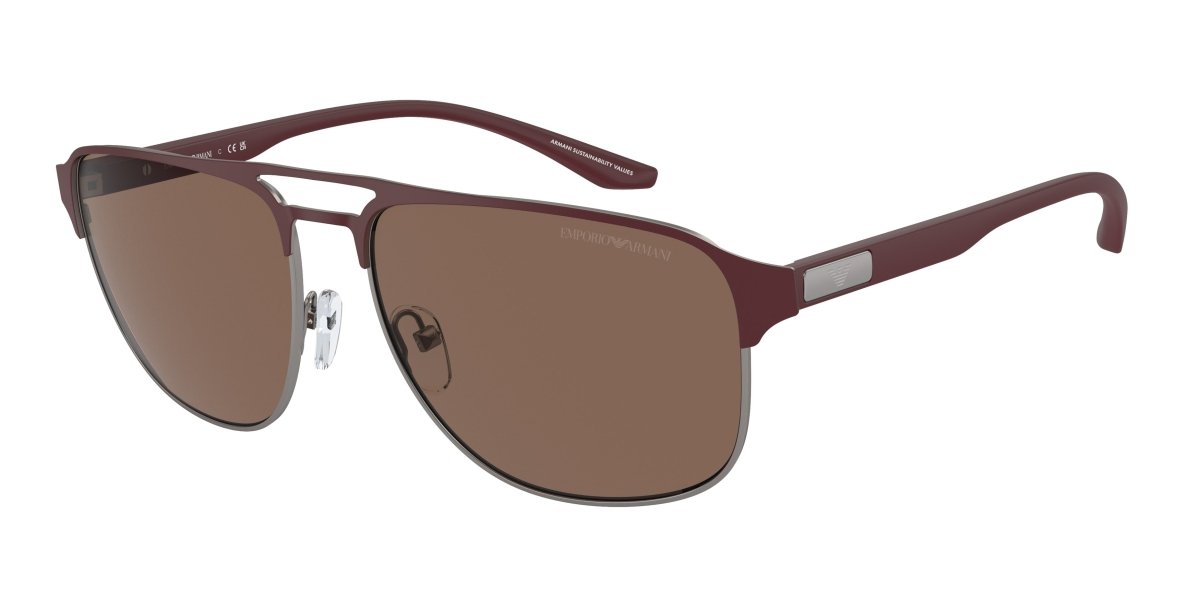 0EA2144 - Emporio Armani - (Matte Gunmetal/Bordeaux) Dark Brown - 60 - 16 - 145 MM - Ardor Eyewear 8056597944854