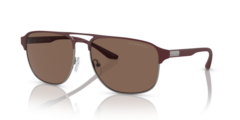 0EA2144 - Emporio Armani - (Matte Gunmetal/Bordeaux) Dark Brown - 60 - 16 - 145 MM - Ardor Eyewear 8056597944854