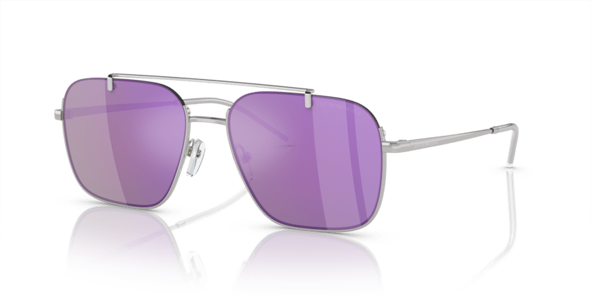 0EA2150 - Emporio Armani - (Shiny Silver) Grey Mirror Violet - 57 - 17 - 145 MM - Ardor Eyewear 8056597951890