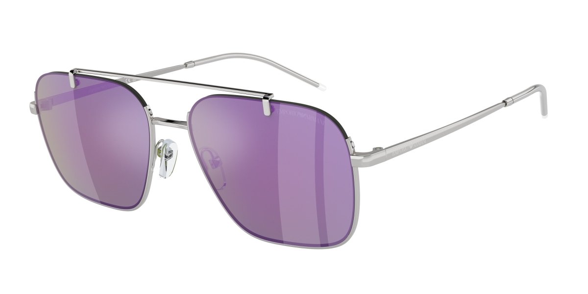 0EA2150 - Emporio Armani - (Shiny Silver) Grey Mirror Violet - 57 - 17 - 145 MM - Ardor Eyewear 8056597951890