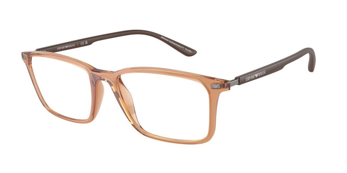 0EA3237 - Emporio Armani - Brown - (Shiny Transparent Brown 6110) - 53 - 18 - 145 MM - Ardor Eyewear 8056262035955