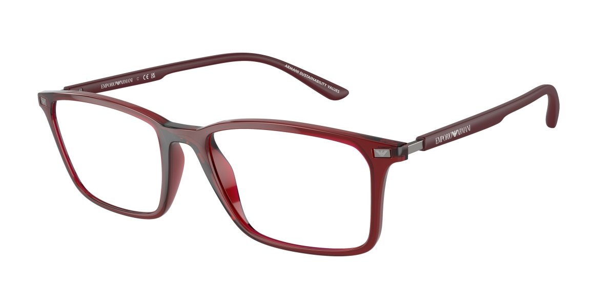 0EA3237 - Emporio Armani - Red - (Shiny Transparent Bordeaux 6109) - 53 - 18 - 145 MM - Ardor Eyewear 8056262035931