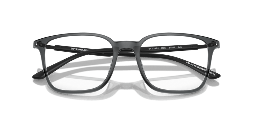 0EA3242U - Emporio Armani - Grey - (Shiny Transparent Black 6106) - 52 - 19 - 145 MM - Ardor Eyewear 8056262036310