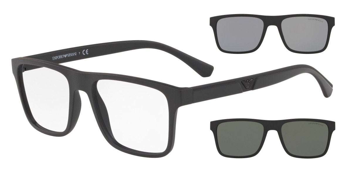 0EA4115 - Emporio Armani - (Matte Black) Clear - 52 - 18 - 145 MM - Ardor Eyewear 8056597454995