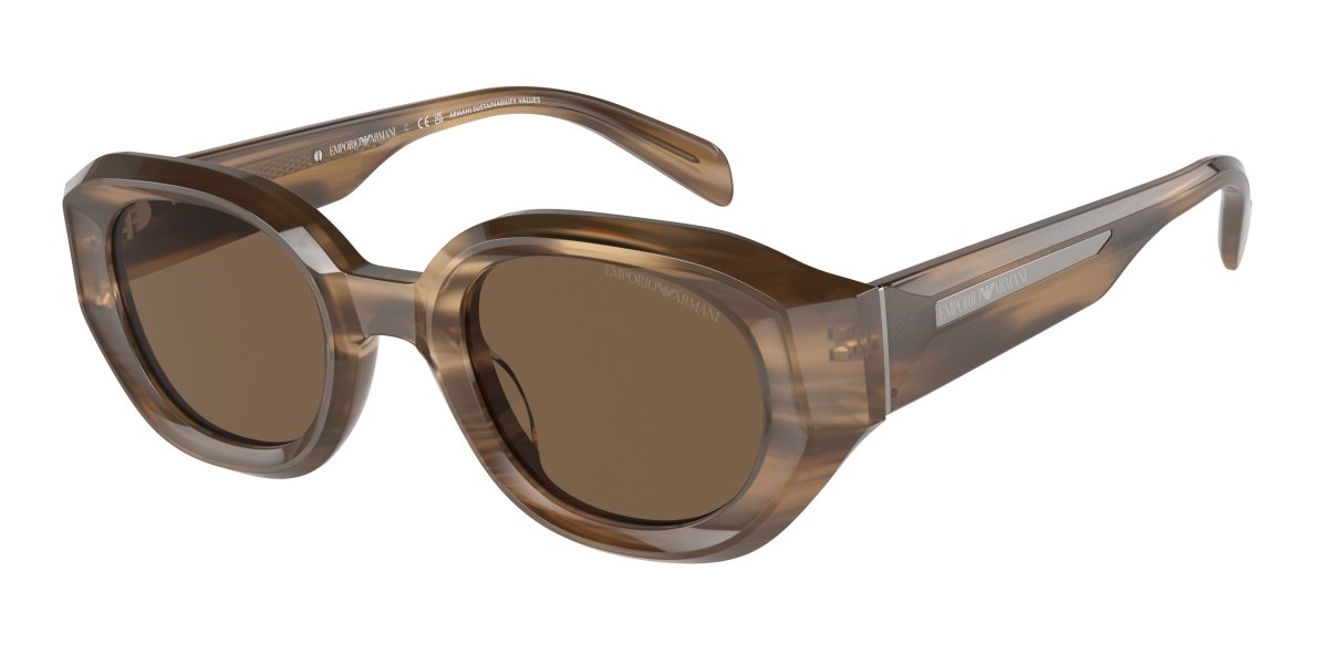 0EA4230U - Emporio Armani - (Shiny Striped Brown) Dark Brown - 48 - 25 - 145 MM - Ardor Eyewear 8056262078402