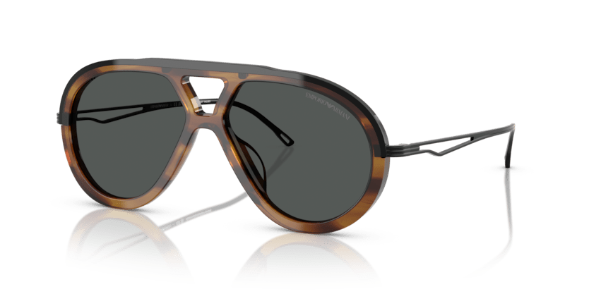 0EA4242U - Emporio Armani - (Shiny Striped Brown) Dark Grey - 56 - 14 - 145 MM - Ardor Eyewear 8056262302309