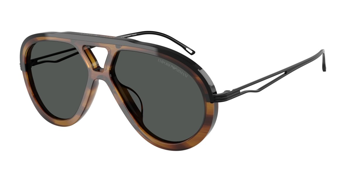 0EA4242U - Emporio Armani - (Shiny Striped Brown) Dark Grey - 56 - 14 - 145 MM - Ardor Eyewear 8056262302309