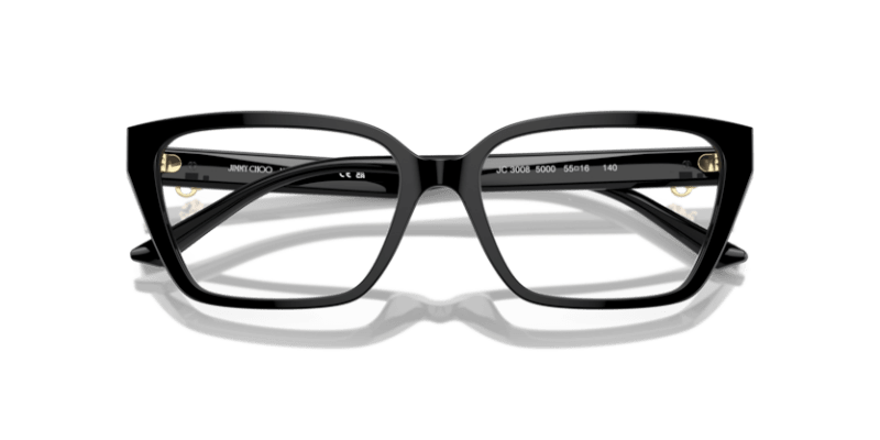 Polished Black - 0JC3008 8056262029732 Jimmy Choo Eyeglasses Woman Cat Eye