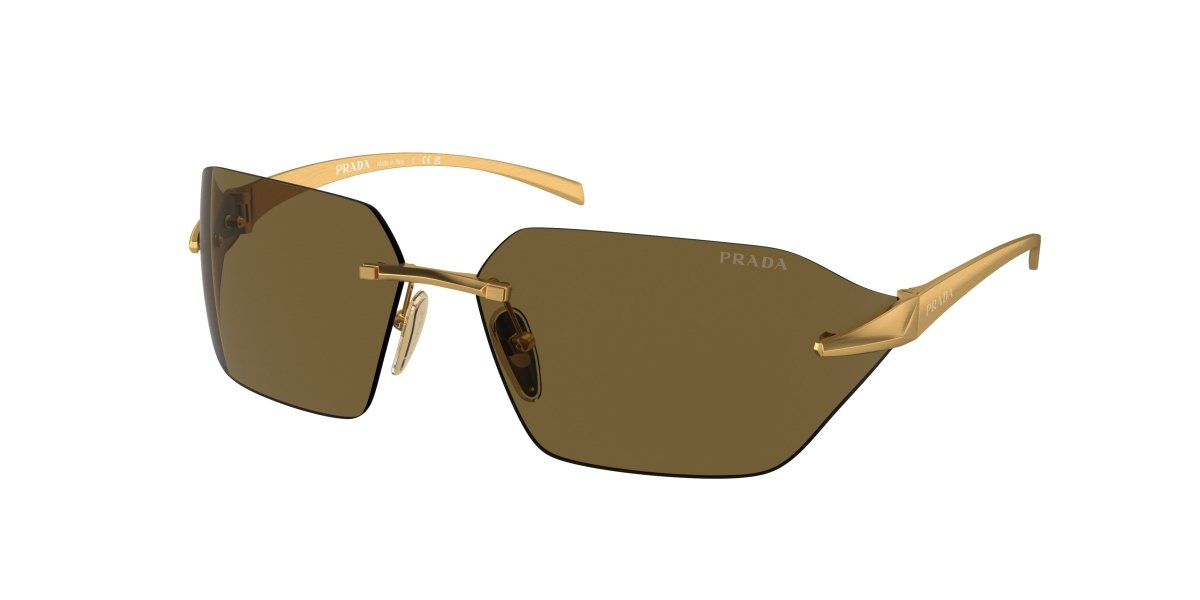 0PR A55S - Prada - (Satin Yellow Gold) Dark Brown - 71 - 14 - 115 MM - Ardor Eyewear 8056597958486