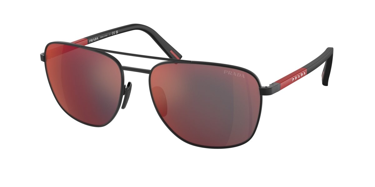 0PS 54ZS - Prada Linea Rossa - (Rubbered Black) Dark Grey Mirror Blue/Red - 60 - 17 - 145 MM - Ardor Eyewear 8056262225912