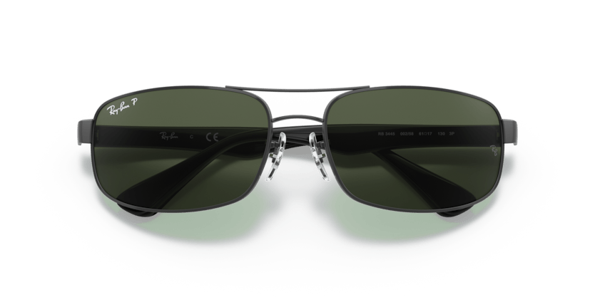 0RB3445 - Ray - Ban - Frame: Black - (Black 002/58) - Lens: G - 15 Green Polarized - 61 MM - Ardor Eyewear