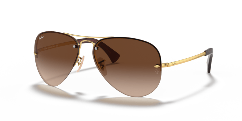 0RB3449 - Ray - Ban - Frame: Gold - (Arista Gold 001/13) - Lens: Brown Gradient - 59 MM - Ardor Eyewear