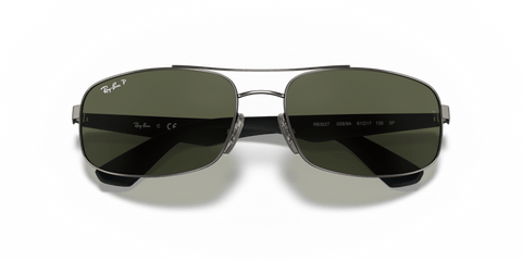 0RB3527 - Ray - Ban - Frame: Grey - (Gunmetal 029/9A) - Lens: G - 15 Green Polarized - 61 MM - Ardor Eyewear