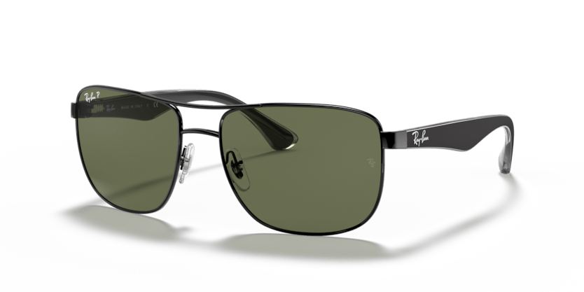 0RB3533 - Ray - Ban - Frame: Black - (Black 002/9A) - Lens: G - 15 Green Polarized - 57 MM - Ardor Eyewear