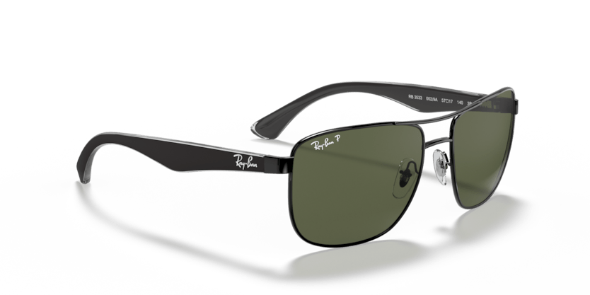 0RB3533 - Ray - Ban - Frame: Black - (Black 002/9A) - Lens: G - 15 Green Polarized - 57 MM - Ardor Eyewear