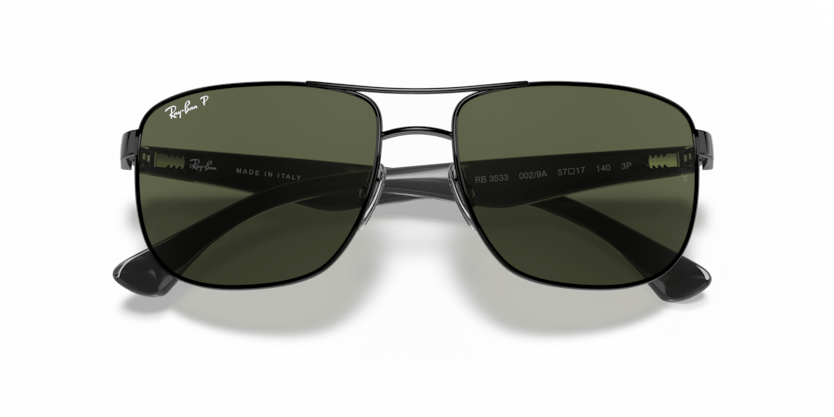 0RB3533 - Ray - Ban - Frame: Black - (Black 002/9A) - Lens: G - 15 Green Polarized - 57 MM - Ardor Eyewear