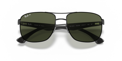 0RB3533 - Ray - Ban - Frame: Black - (Black 002/9A) - Lens: G - 15 Green Polarized - 57 MM - Ardor Eyewear