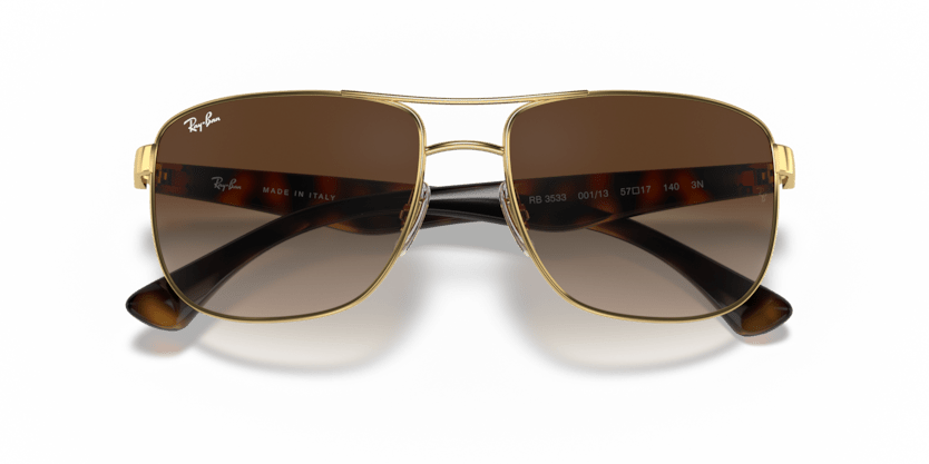 0RB3533 - Ray - Ban - Frame: Gold - (Arista Gold 001/13) - Lens: Brown Gradient Dark Brown - 57 MM - Ardor Eyewear