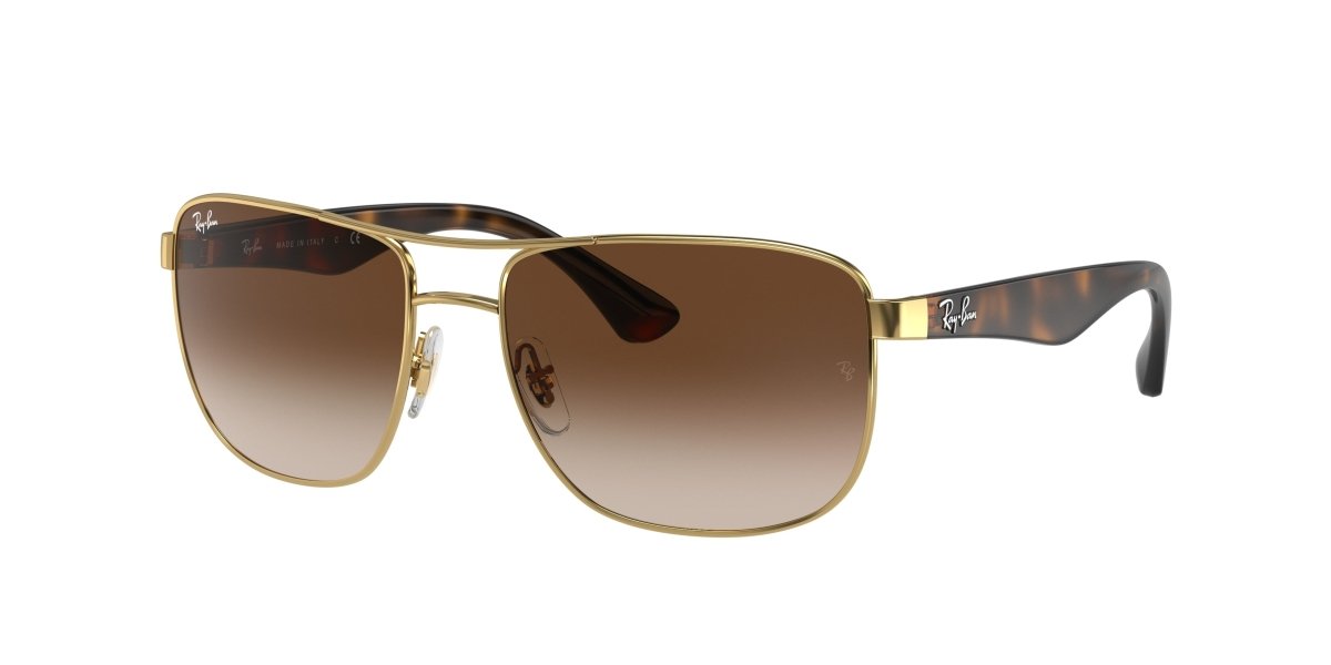 0RB3533 - Ray - Ban - Frame: Gold - (Arista Gold 001/13) - Lens: Brown Gradient Dark Brown - 57 MM - Ardor Eyewear