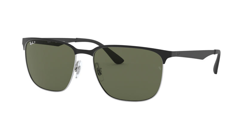 0RB3569 - Ray - Ban - (Black On Silver) G - 15 Green Polarized - 59 - 17 - 145 MM - Ardor Eyewear 8053672770957