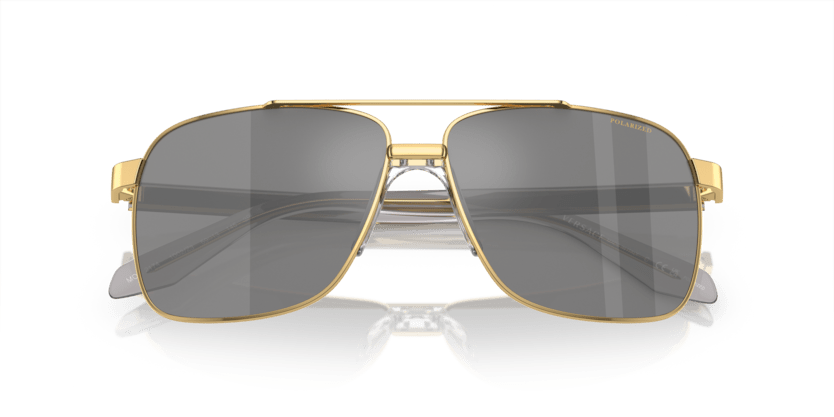 0VE2174 - Versace - Frame: Gold - (Gold 1002Z3) - Lens: Dark Grey Mirror Silver Polarized Polarized - 59 MM - Ardor Eyewear