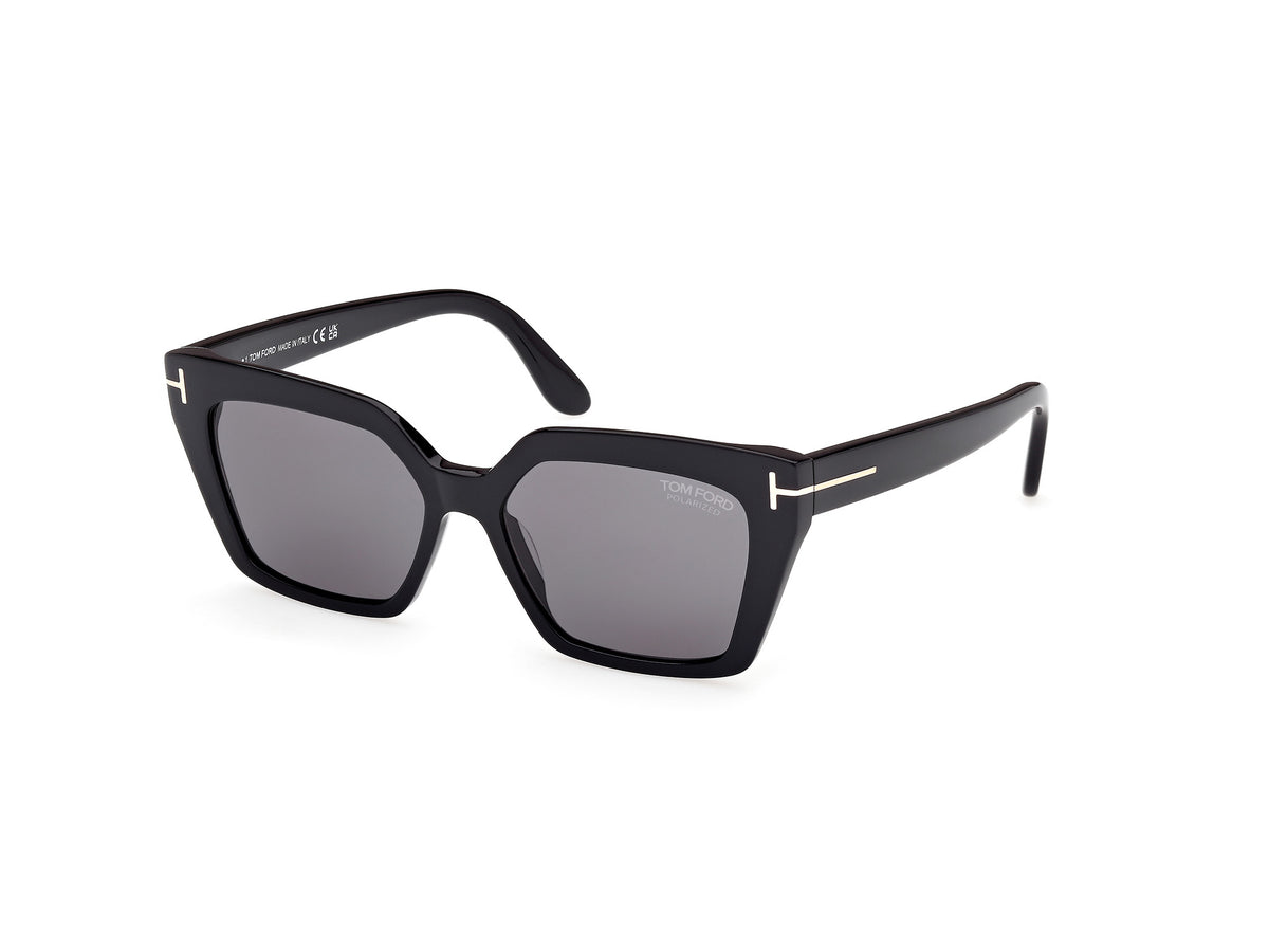 Shiny Black Smoke Polarized Female Sunglasses Tom Ford 889214544452