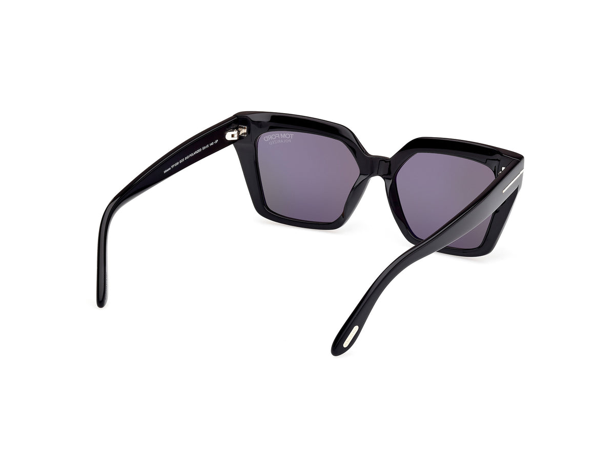 Shiny Black Smoke Polarized Female Sunglasses Tom Ford 889214544452