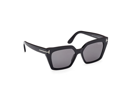 Shiny Black Smoke Polarized Female Sunglasses Tom Ford 889214544452