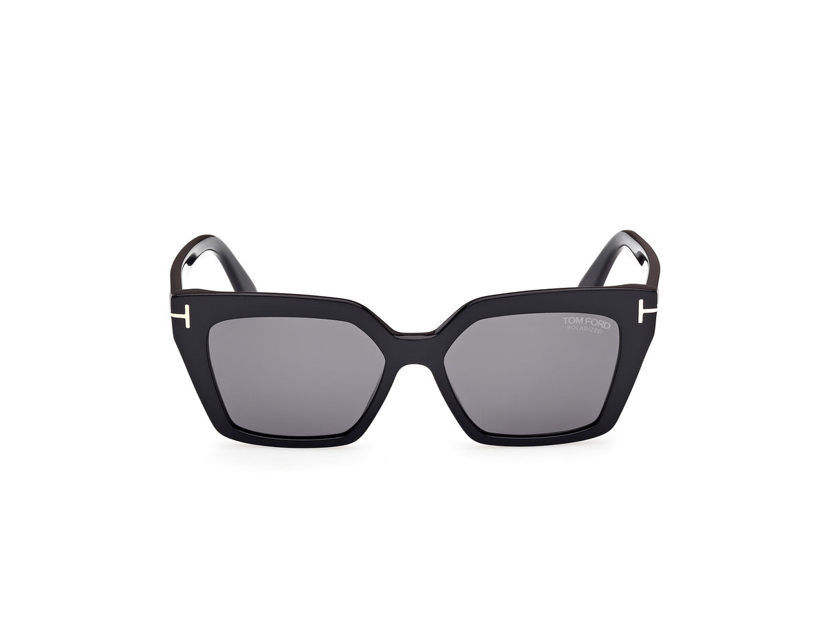 Shiny Black Smoke Polarized Female Sunglasses Tom Ford 889214544452