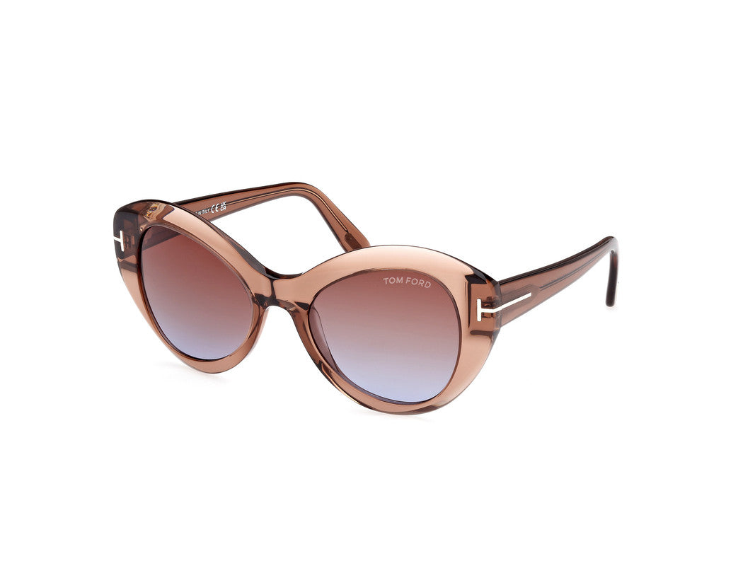 Shiny Dark Brown Female Sunglasses Tom Ford 889214469304