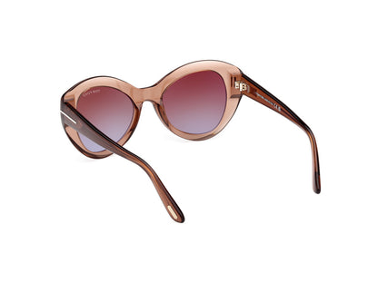 Shiny Dark Brown Female Sunglasses Tom Ford 889214469304