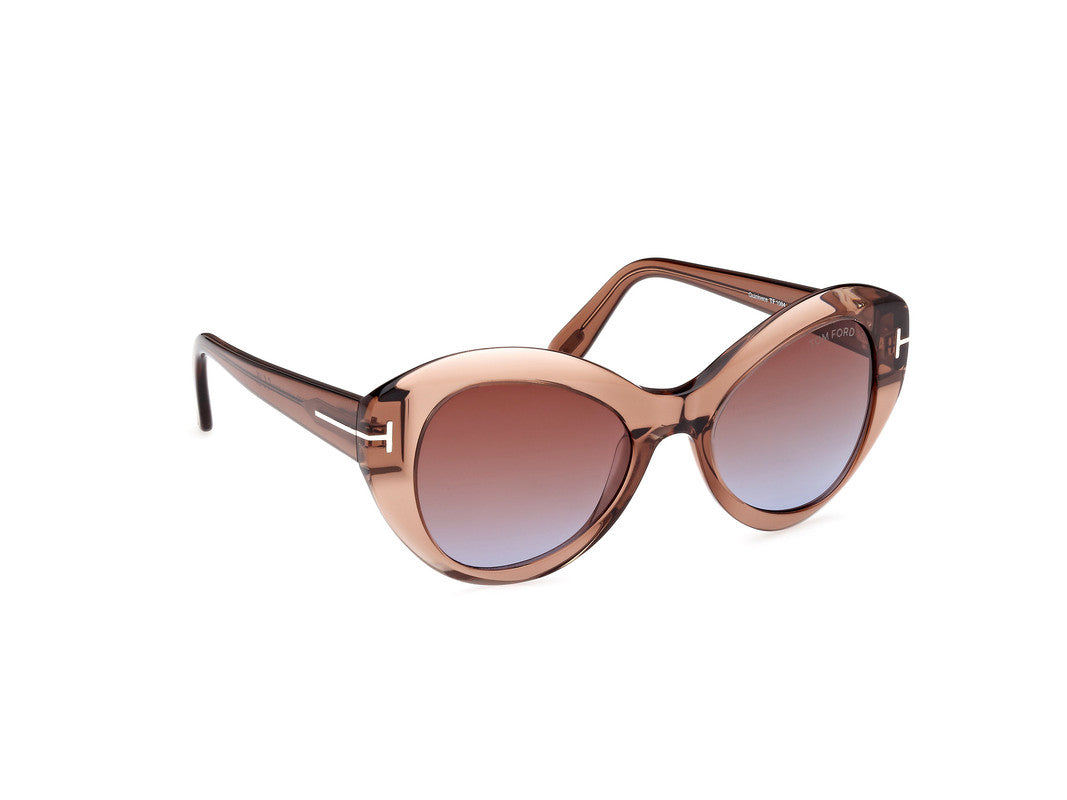 Shiny Dark Brown Female Sunglasses Tom Ford 889214469304