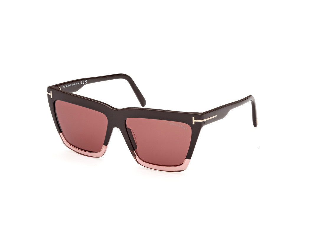 Shiny Dark Brown Female Sunglasses Tom Ford 889214477699