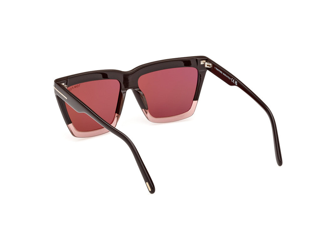 Shiny Dark Brown Female Sunglasses Tom Ford 889214477699