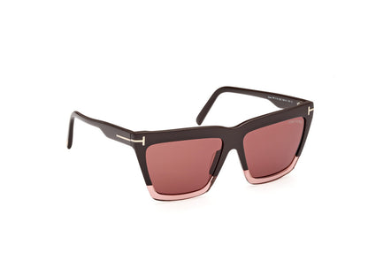 Shiny Dark Brown Female Sunglasses Tom Ford 889214477699