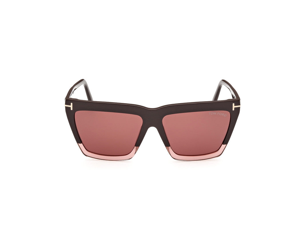 Shiny Dark Brown Female Sunglasses Tom Ford 889214477699