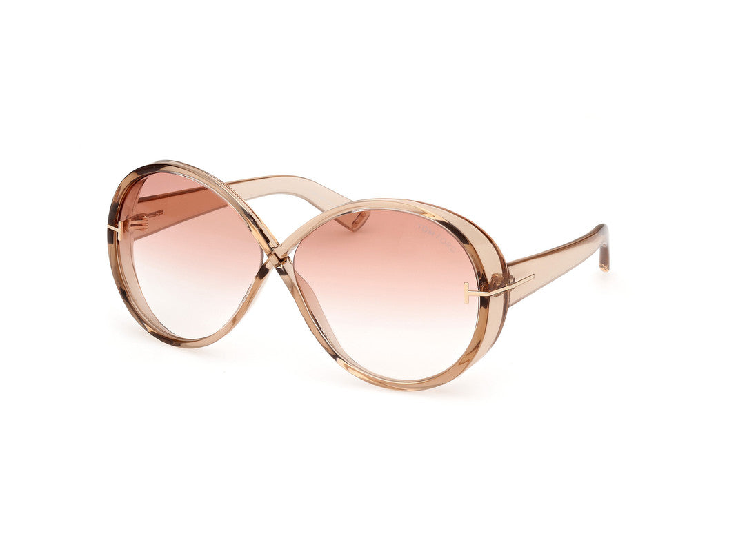 Shiny Light Brown Female Sunglasses Tom Ford 889214477781