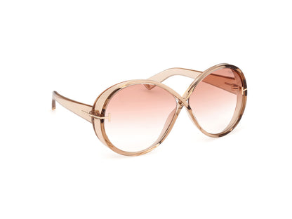Shiny Light Brown Female Sunglasses Tom Ford 889214477781