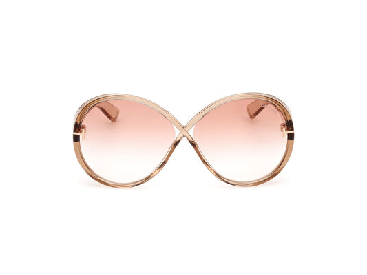 Shiny Light Brown Female Sunglasses Tom Ford 889214477781