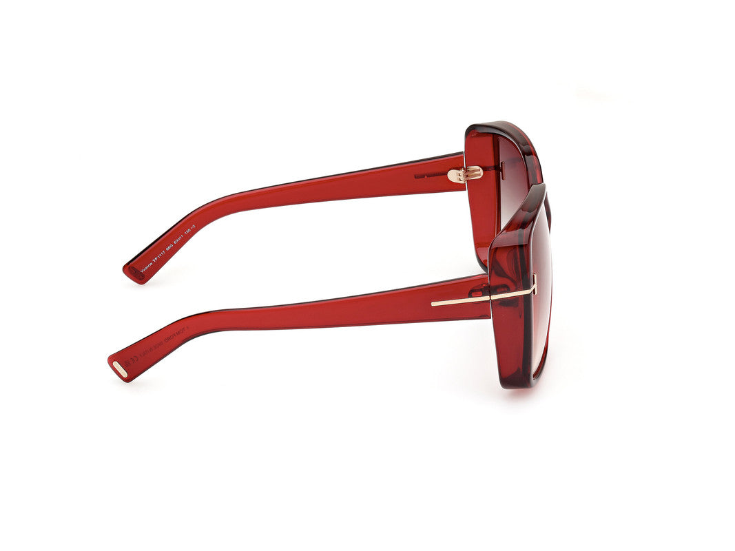Shiny Dark Red Female Sunglasses Tom Ford 889214477828