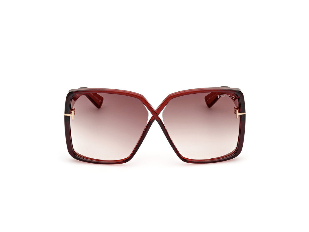 Shiny Dark Red Female Sunglasses Tom Ford 889214477828
